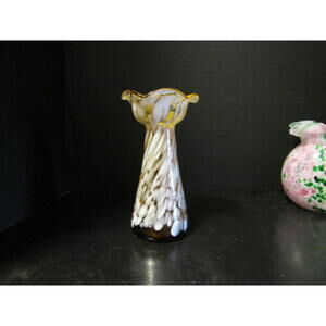 Beautiful Hand-Blown Decorative Amber Glass Speckled Vase FREE SHIPPING